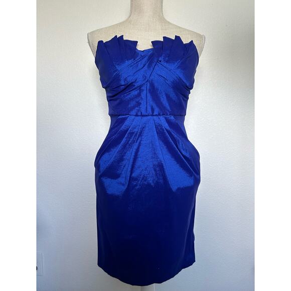 City Triangles Metallic Cobalt Blue Mini Cocktail Dress - 5 - Picture 1 of 7